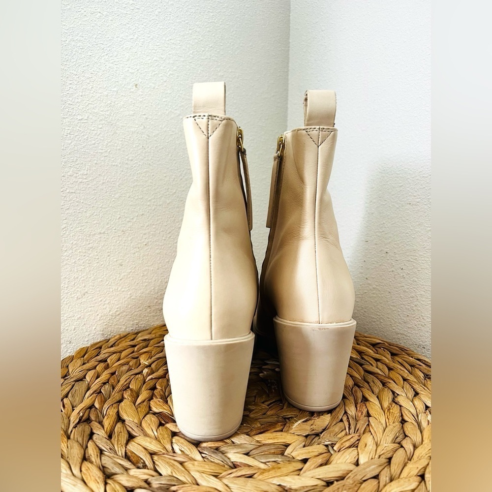 SEYCHELLES Booties SHINING STAR LEATHER POINTED TOE MID-CALF BOOTS cream ivory - Picture 6 of 7